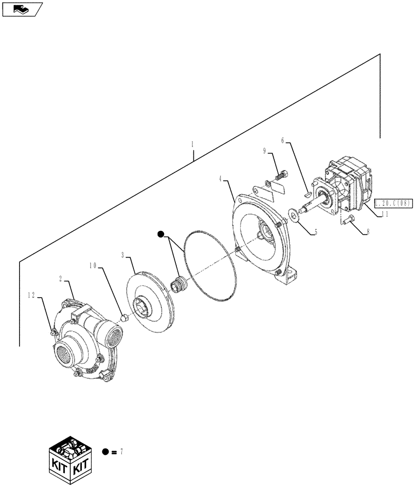 Схема запчастей Case IH SRX160 - (L.20.C[07]) - PUMP - ASSEMBLY, HYDRAULIC CENTRIFUGAL (HYPRO - CAST) HM3C L - Field Processing