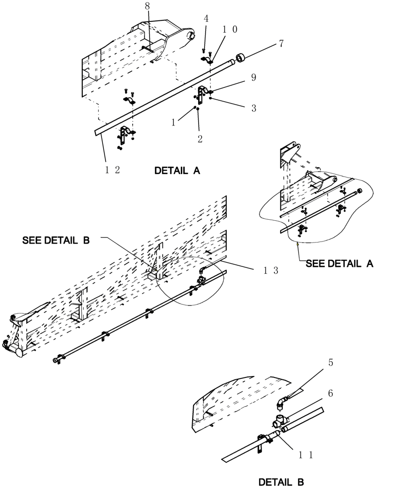 Схема запчастей Case IH 160 - (75.120.05) - PLUMBING - SUSPENDED BOOM - INNER BOOM PLUMBING ASSEMBLY (75) - SOIL PREPARATION