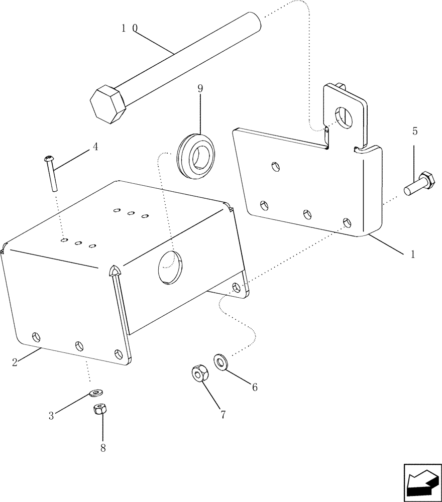 Схема запчастей Case IH 2577 - (55.418.07[02]) - STEERING SENSOR BRACKET, AUTO GUIDANCE, NON-POWER GUIDE AXLE - ASN HAJ303001 (55) - ELECTRICAL SYSTEMS