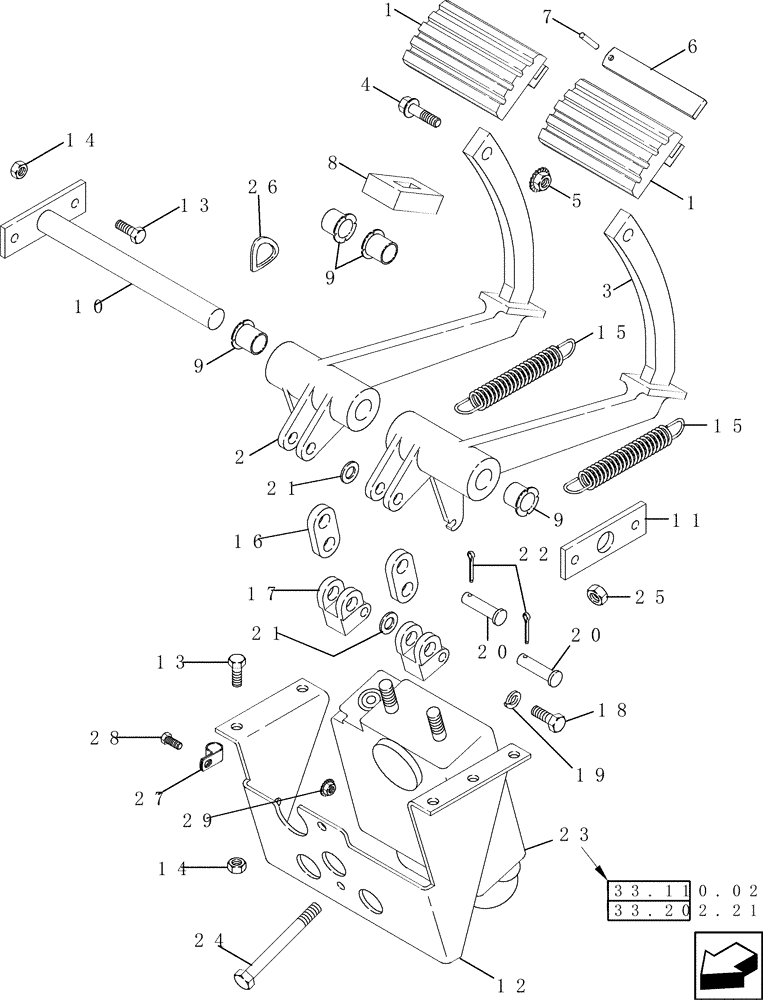 Схема запчастей Case IH 2577 - (33.202.08) - CONTROLS - BRAKES, MASTER (33) - BRAKES & CONTROLS