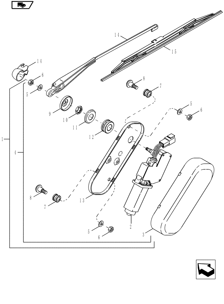 Схема запчастей Case IH MAGNUM 180 - (55.518.05) - RIGHT HAND WINDOW WIPER (55) - ELECTRICAL SYSTEMS