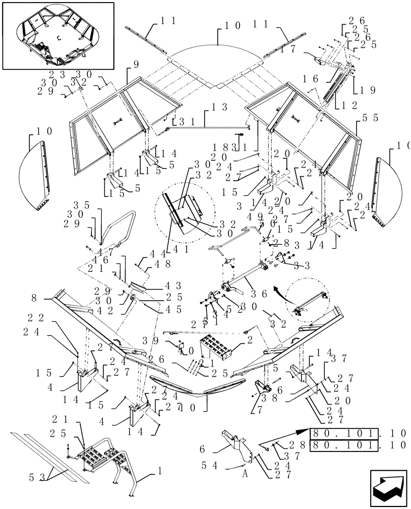 Схема запчастей Case IH 7010 - (80.154.03) - EXTENSION, GRAIN BIN - 7010/8010 (80) - CROP STORAGE/UNLOADING