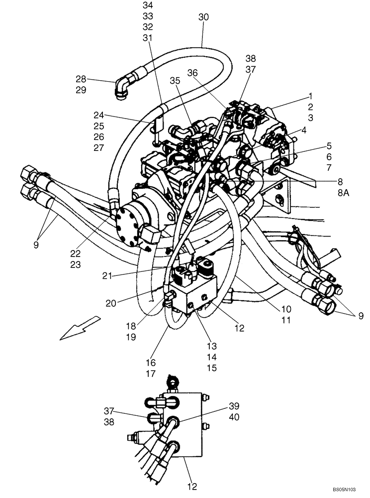 Схема запчастей Case IH 440CT - (06-03C) - HYDROSTATICS - BRAKE VALVE (440CT) (06) - POWER TRAIN