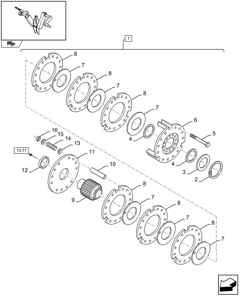 Схема запчастей Case IH LB333P - (13.13[01]) - PACKER CLUTCH (13) - FEEDER