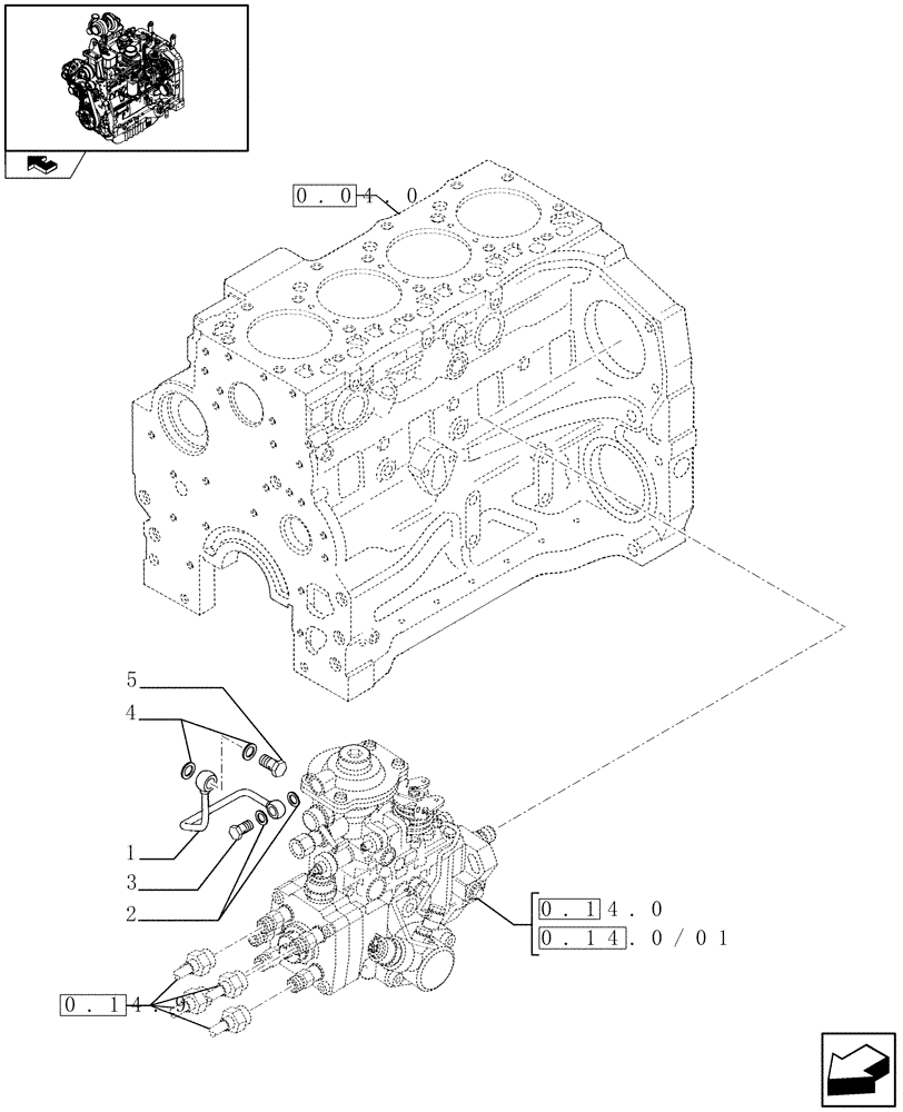 Схема запчастей Case IH FARMALL 95 - (0.14.6) - INJECTION EQUIPMENT - PIPING (01) - ENGINE