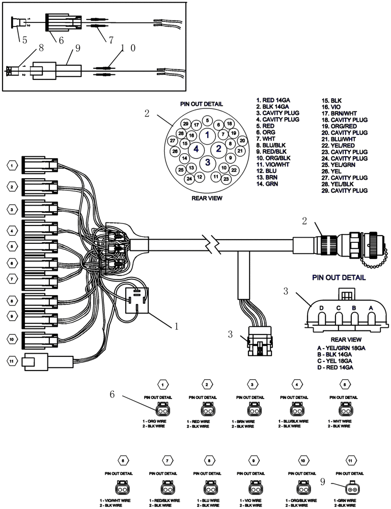 Схема запчастей Case IH 100 - (55.100.07) - ELECTRICAL - ASSEMBLY, HYDRAULIC 10 SWITCH JOYSTICK CART HARNESS SUSPENDED BOOM (55) - ELECTRICAL SYSTEMS