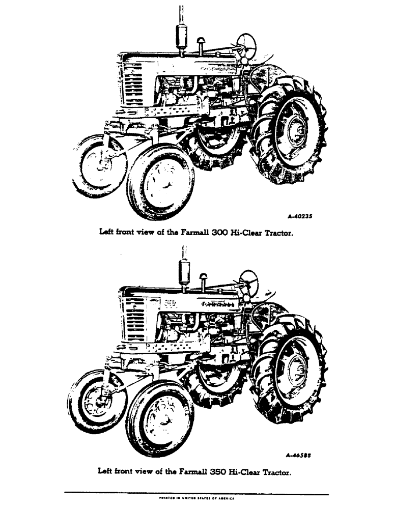 Схема запчастей Case IH 350 - (005) - LEFT FRONT VIEW OF THE FARMALL 300 AND 350 HI-CLEAR TRACTORS (00) - GENERAL