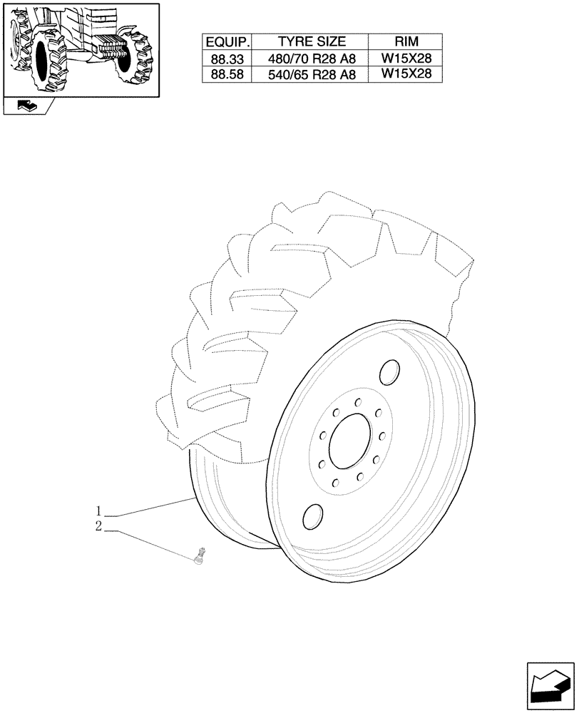 Схема запчастей Case IH PUMA 210 - (82.00[01]) - FRONT WHEELS (11) - WHEELS/TRACKS