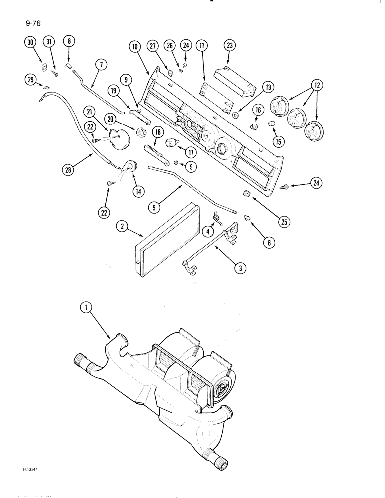 Схема запчастей Case IH 695 - (9-076) - CAB, HEATER CONTROLS (09) - CHASSIS/ATTACHMENTS