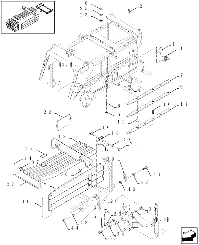 Схема запчастей Case IH LBX431S - (14.04[01]) - PLUNGER BALE CHAMBER AND HAY DOGS (14) - BALE CHAMBER