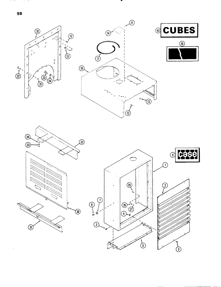 Схема запчастей Case IH 336D - (098) - ENCLOSURE, COMPLETE, D AND E 