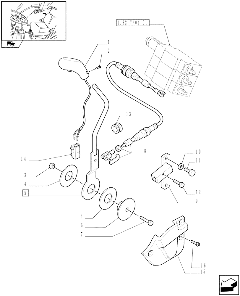 Схема запчастей Case IH FARMALL 75N - (1.92.82/04[02]) - THREE REMOTE VALVES & FLOW-RATE REGULATOR FOR EDC - CONTROL LEVER (VAR.335390 / 743525) (10) - OPERATORS PLATFORM/CAB