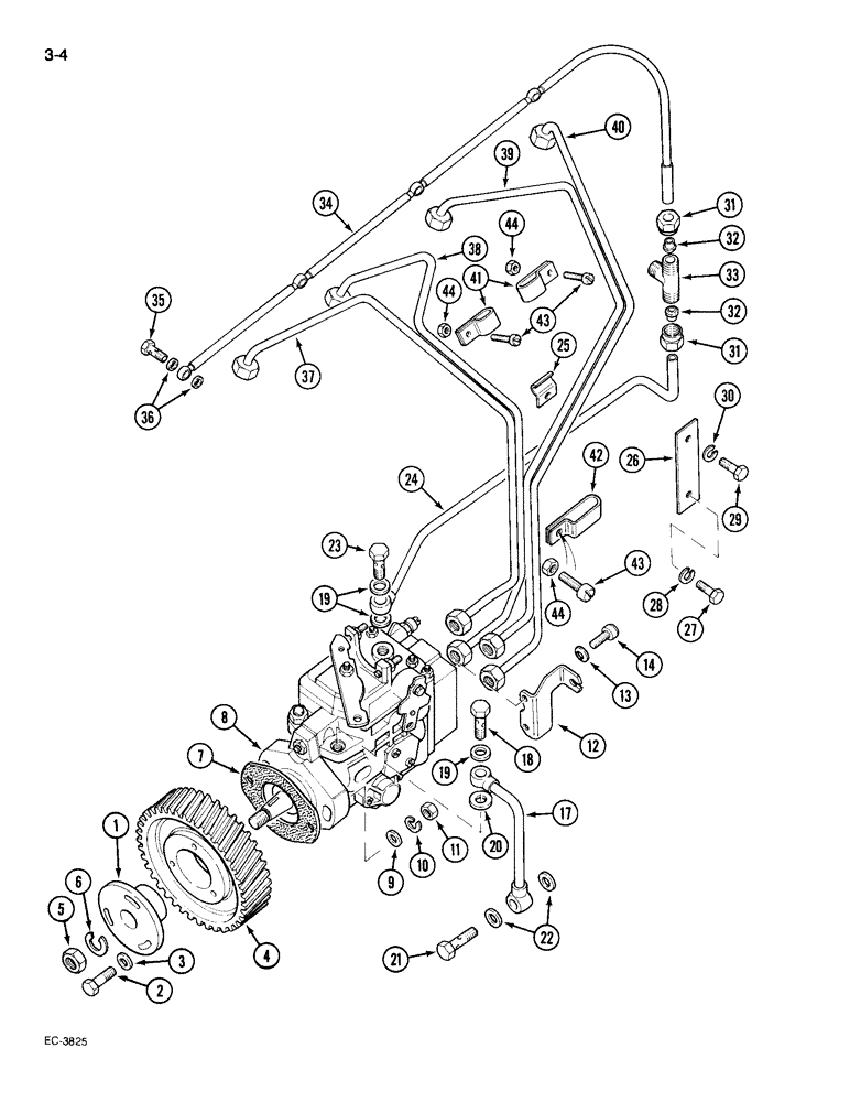 Схема запчастей Case IH 695 - (3-04) - FUEL INJECTION PUMP AND TUBES (03) - FUEL SYSTEM