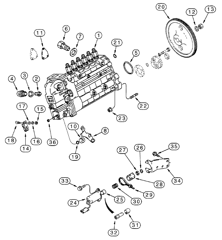 Схема запчастей Case IH 7230 - (3-030) - FUEL INJECTION PUMP DRIVE, 6T-830 ENGINE, PRIOR TO TRACTOR PIN JJA0064978 (03) - FUEL SYSTEM