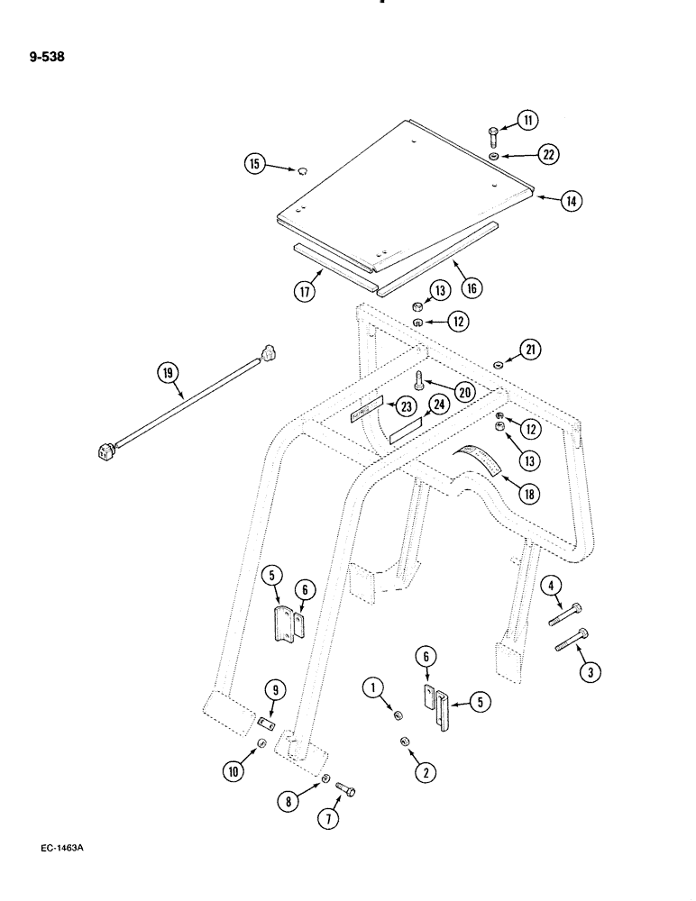 Схема запчастей Case IH 885 - (9-538) - ROLL OVER PROTECTION FRAME, FOUR POST (09) - CHASSIS/ATTACHMENTS