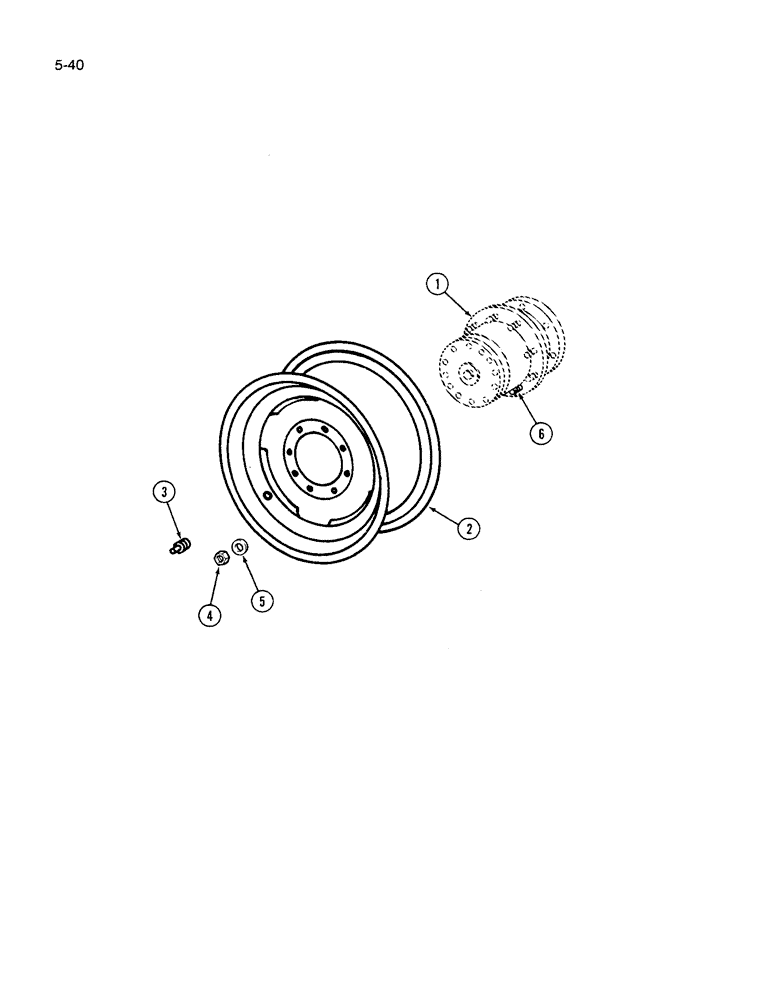 Схема запчастей Case IH 1640 - (5-40) - WHEELS, POWER GUIDE AXLE, PRIOR TO P.I.N. JJC0034001 (04) - STEERING