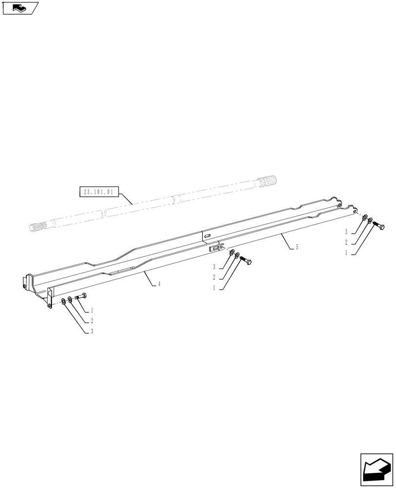 Схема запчастей Case IH FARMALL 55A - (23.101.02) - FRONT AXLE DRIVESHAFT - SHIELD - 4WD (23) - FOUR WHEEL DRIVE SYSTEM