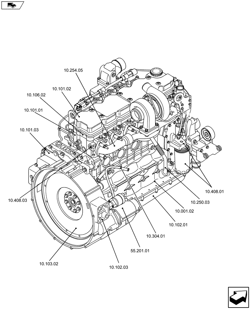 Схема запчастей Case IH F4HFE613T A004 - (10.000.01[02]) - ENGINE (504384900) (10) - ENGINE