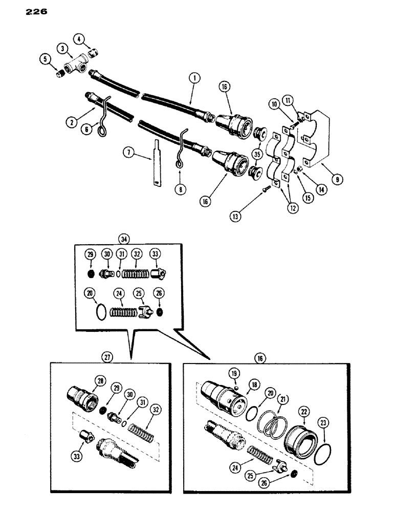 Схема запчастей Case IH 530 - (226) - REMOTE HOSES AND COUPLINGS, STANDARD CLUTCH DRIVE (08) - HYDRAULICS