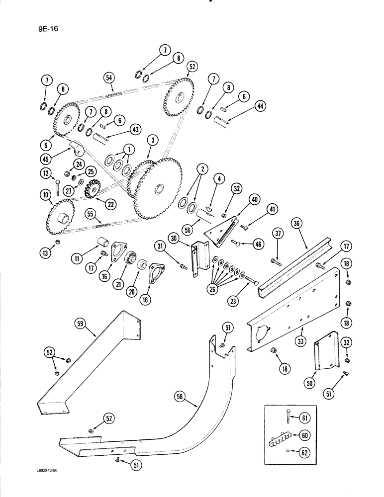 Схема запчастей Case IH 1670 - (9E-16) - GRAIN TANK UNLOADER CHAIN DRIVE (17) - GRAIN TANK & UNLOADER