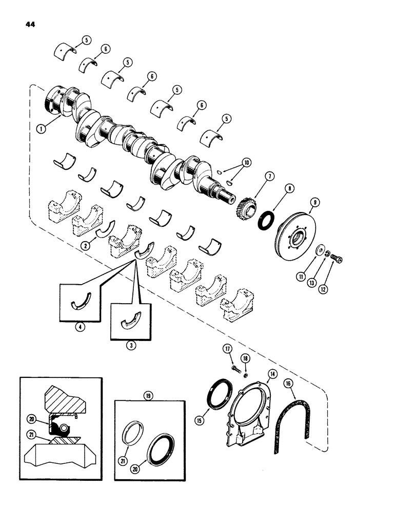 Схема запчастей Case IH 970 - (044) - CRANKSHAFT, (377B) SPARK IGNITION ENGINE (02) - ENGINE