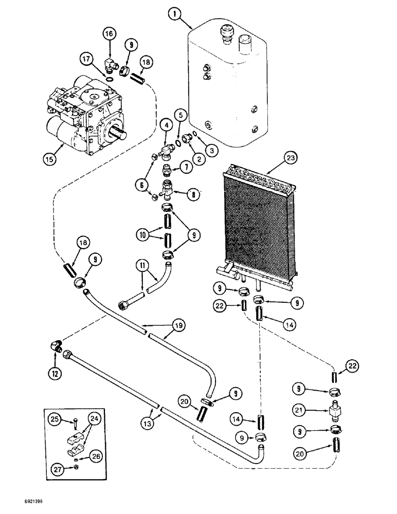 Схема запчастей Case IH 1660 - (8-021A) - OIL COOLER SYS., CORN & GRAIN COMBINE, W/OUT PWR GUIDE POWER AXLE, MODELS W/ CROSS FLOW CLEANING SYS (07) - HYDRAULICS