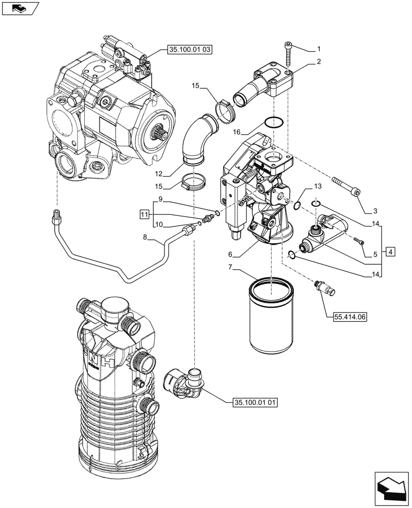 Схема запчастей Case IH PUMA 230 - (35.100.01[02]) - HYDRAULIC PUMP - VANE PUMP (STD+VAR.729004 / 743616) (35) - HYDRAULIC SYSTEMS