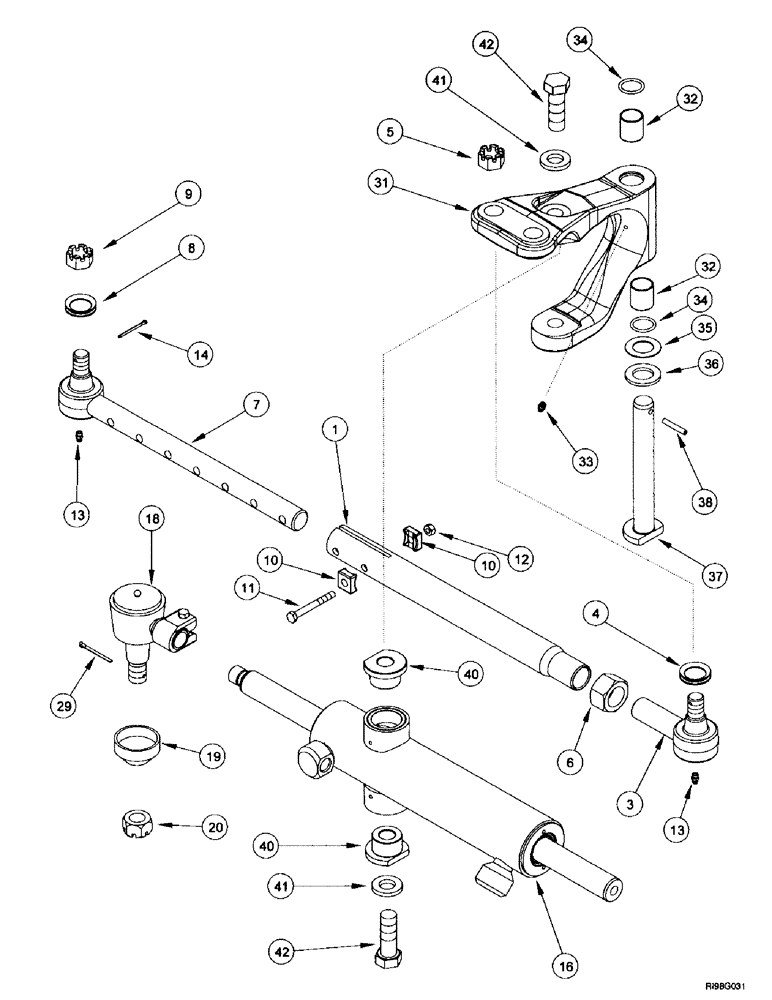 Схема запчастей Case IH MX220 - (5-028) - TIE ROD AND STEERING CYLINDER, 2-WHEEL DRIVE, MX180, MX200, MX220, N.A. ONLY (05) - STEERING