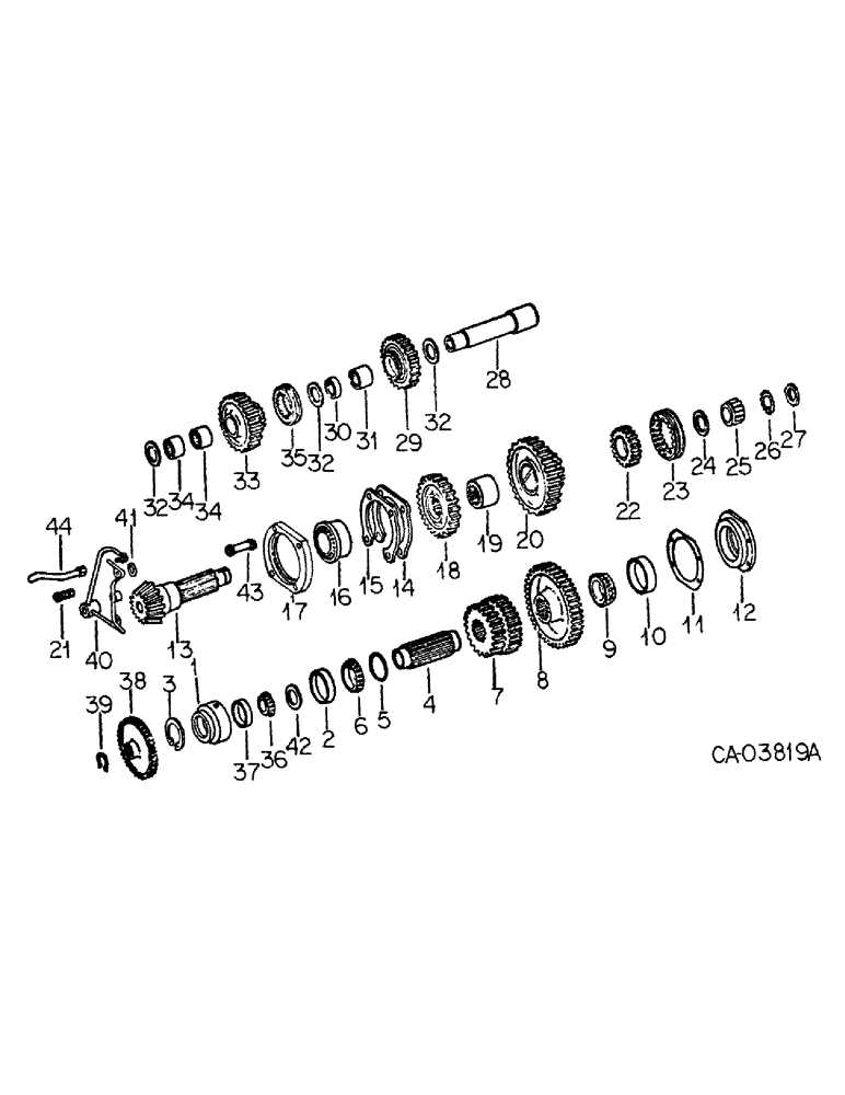 Схема запчастей Case IH 1586 - (07-10) - DRIVE TRAIN, RANGE TRANSMISSION, IN REAR FRAME (04) - Drive Train