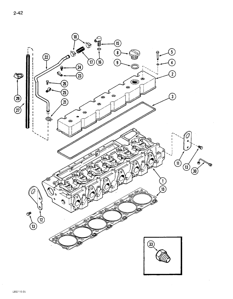 Схема запчастей Case IH 1680 - (2-042) - CYLINDER HEAD COVER AND GASKET, 6TA-830 ENGINE (01) - ENGINE