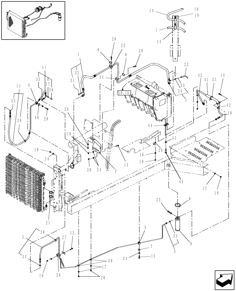 Схема запчастей Case IH WD1903 - (10.15) - AIR CONDITIONING LINE (10) - CAB