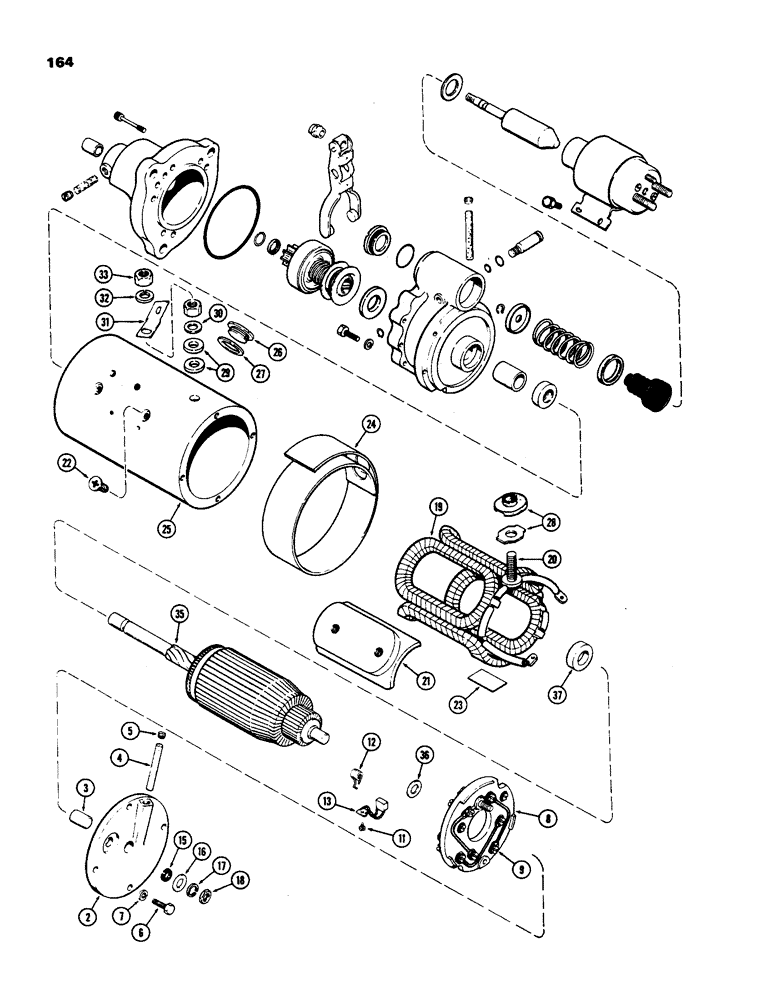 Схема запчастей Case IH 970 - (164) - A149056 STARTER, 1ST USED TRACTOR S/N 8817385, 401B DIESEL ENGINE (04) - ELECTRICAL SYSTEMS