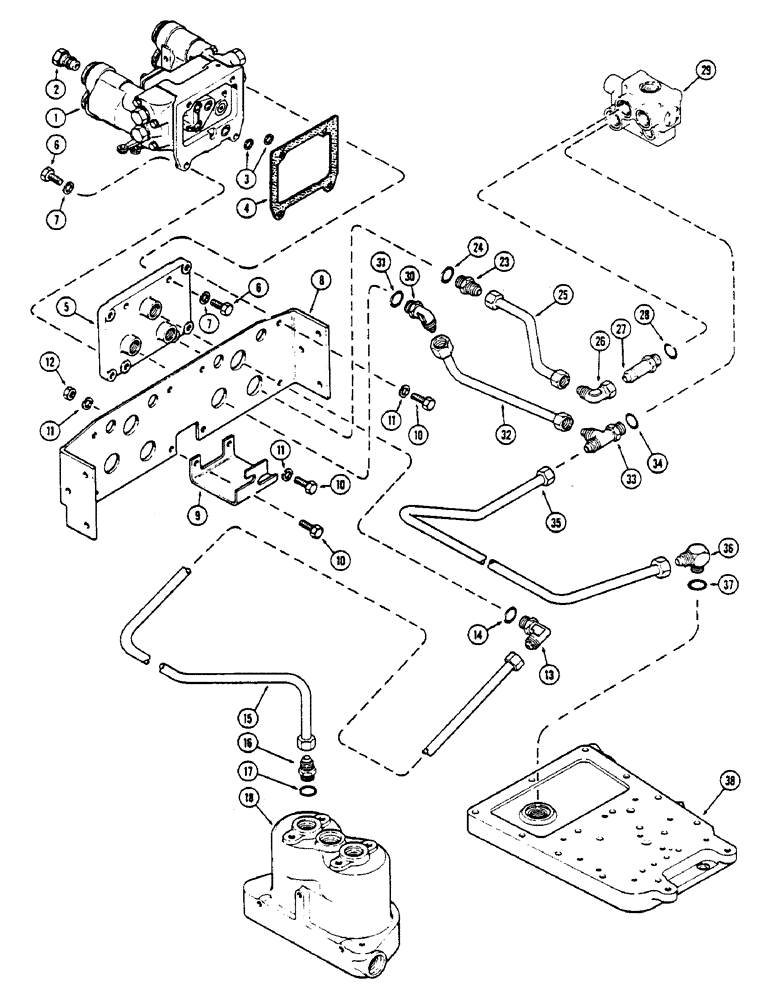 Схема запчастей Case IH 2670 - (322) - SINGLE DUAL REMOTE HYDRAULICS CIRCUITRY, USED BEFORE TRANSMISSION SERIAL NUMBER 10025257 (08) - HYDRAULICS