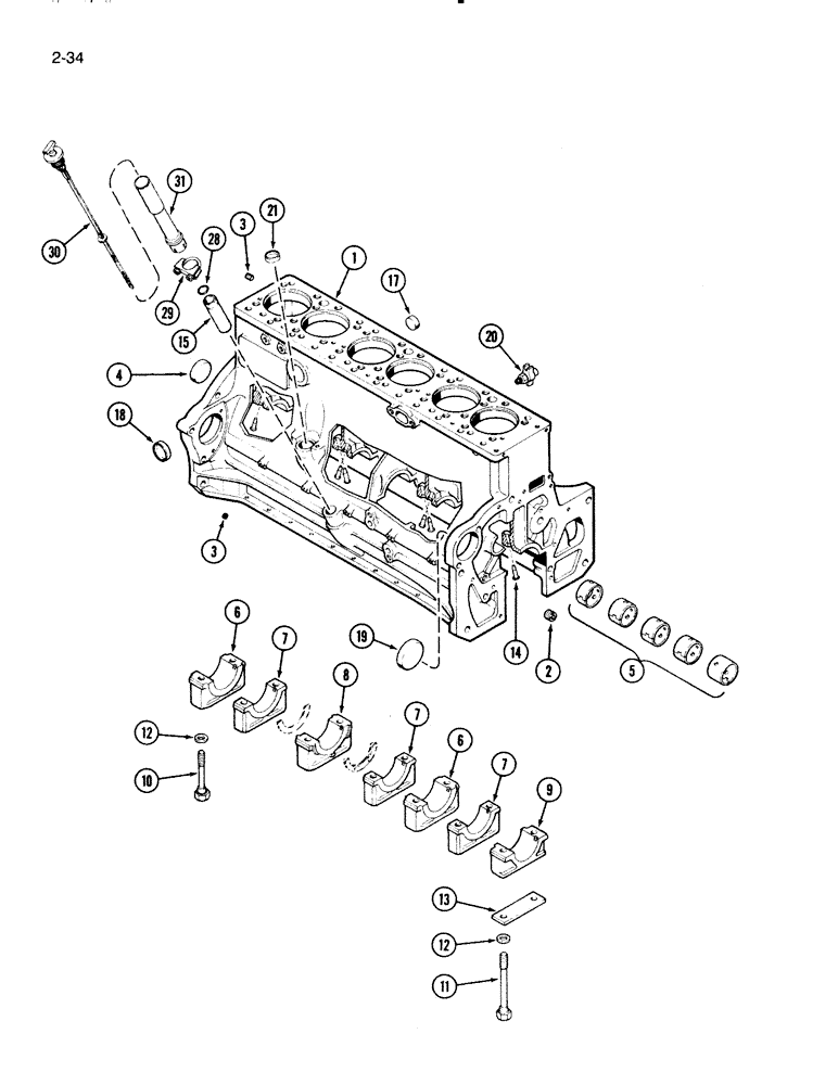 Схема запчастей Case IH 2594 - (2-34) - CYLINDER BLOCK, 504BDT DIESEL ENGINE (02) - ENGINE