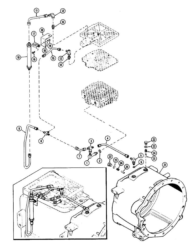 Схема запчастей Case IH 2470 - (183E) - SHUTTLE VALVE & LINES, WITH P.T.O. (06) - POWER TRAIN