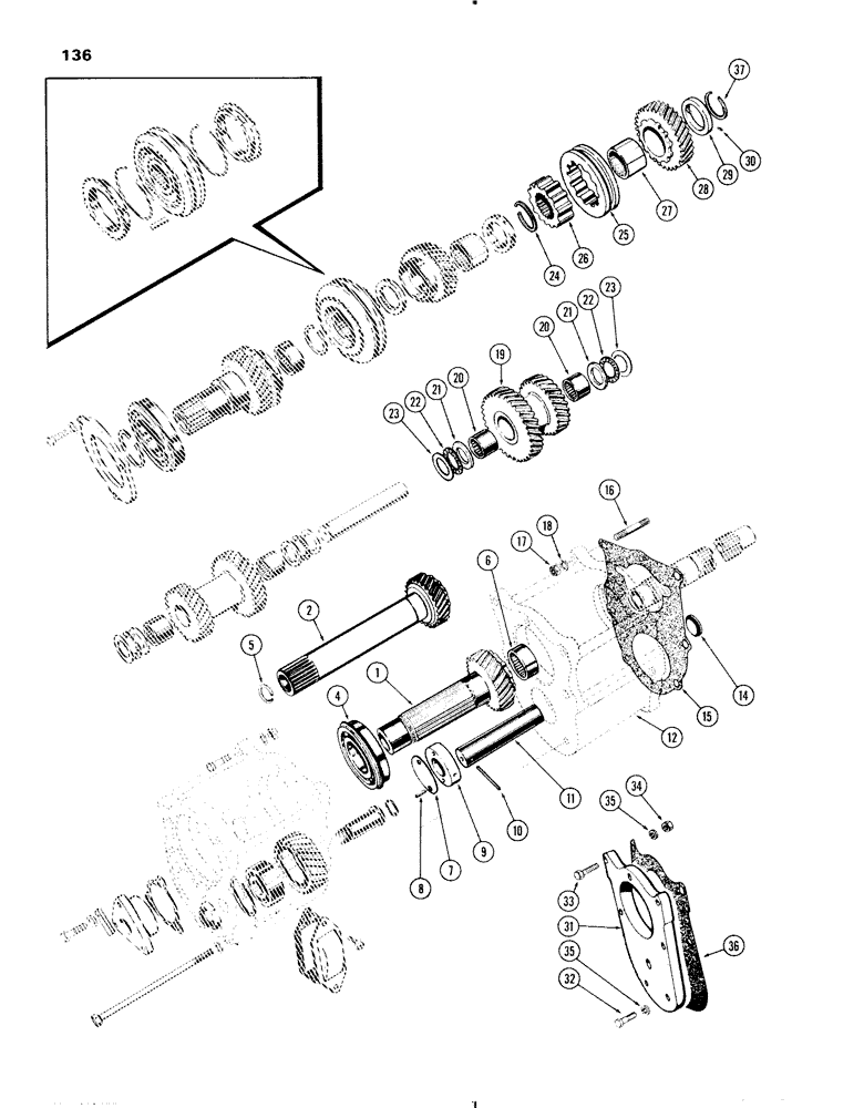 Схема запчастей Case IH 570 - (136) - DUAL RANGE GEAR BOX, 8 SPEED (06) - POWER TRAIN