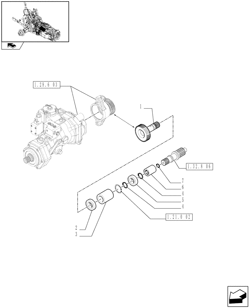 Схема запчастей Case IH PUMA 225 - (1.32.8[01]) - HYDRAULIC PUMP - IDLER GEARS (03) - TRANSMISSION