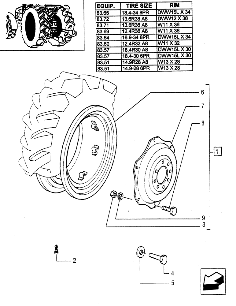 Схема запчастей Case IH JX95 - (83.00[03]) - DRIVE WHEELS (11) - WHEELS/TRACKS