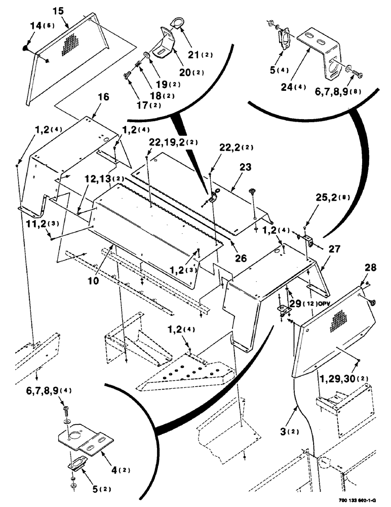 Схема запчастей Case IH 8590 - (7-14) - KNOTTER SHIELD ASSEMBLIES (12) - MAIN FRAME