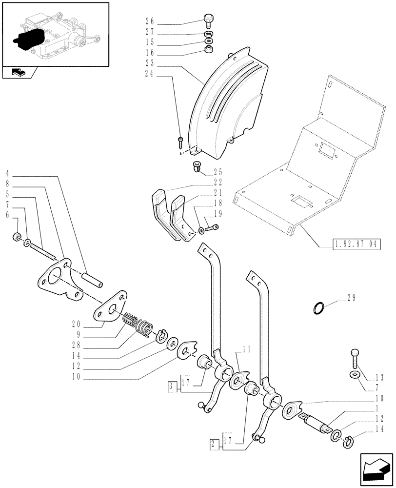 Схема запчастей Case IH FARMALL 70 - (1.82.5[01]) - LIFT CONTROLS - HANDLE AND LEVERS - L/CAB (07) - HYDRAULIC SYSTEM