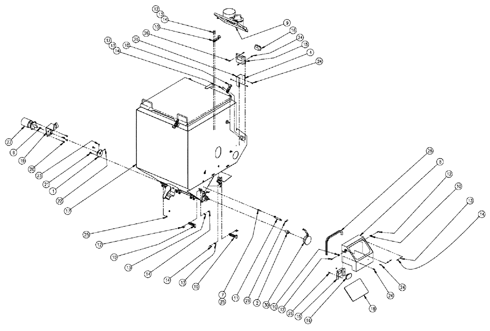 Схема запчастей Case IH 810 - (02-016) - PARTS GROUP, DOUBLE BIN, RH, 50 CU. FT. W/AUGER Bin Group