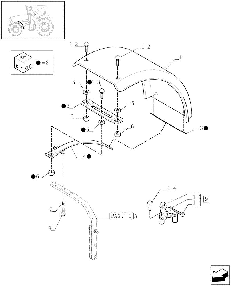 Схема запчастей Case IH PUMA 195 - (1.87.4[02A]) - (VAR.497-575) DYNAMIC FRONT FENDERS - FENDERS AND BRACKETS - D5799 - C6067 (08) - SHEET METAL