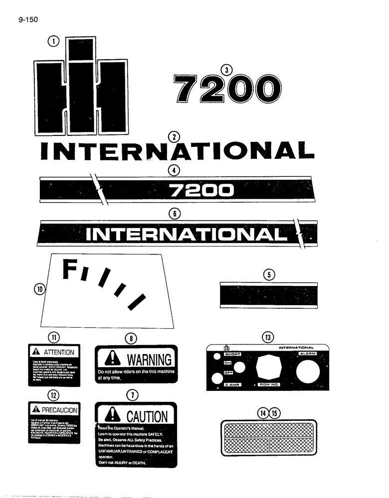 Схема запчастей Case IH 7200 - (9-150) - PRODUCT GRAPHICS, INTERNATIONAL (09) - CHASSIS/ATTACHMENTS