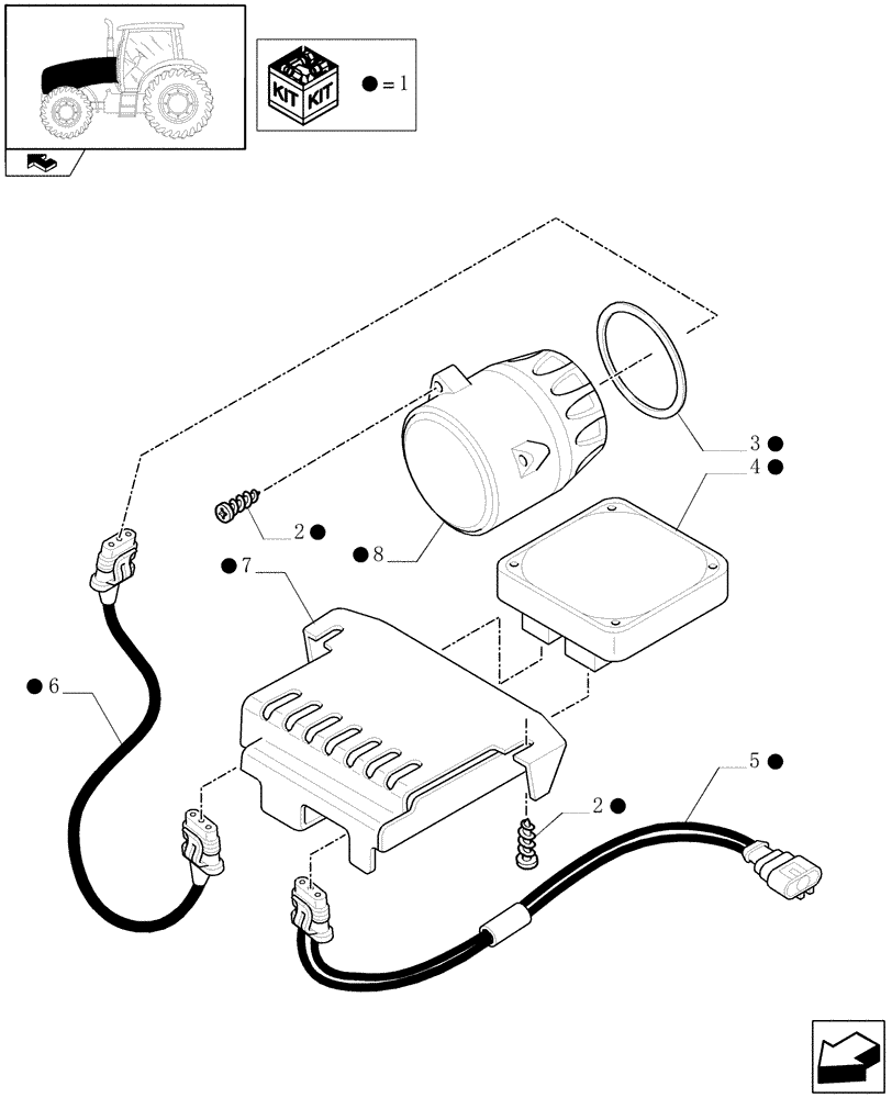 Схема запчастей Case IH PUMA 180 - (1.75.7/04) - (VAR.125) WORK LIGHTS / XENON HID - HOOD MOUNTED (06) - ELECTRICAL SYSTEMS