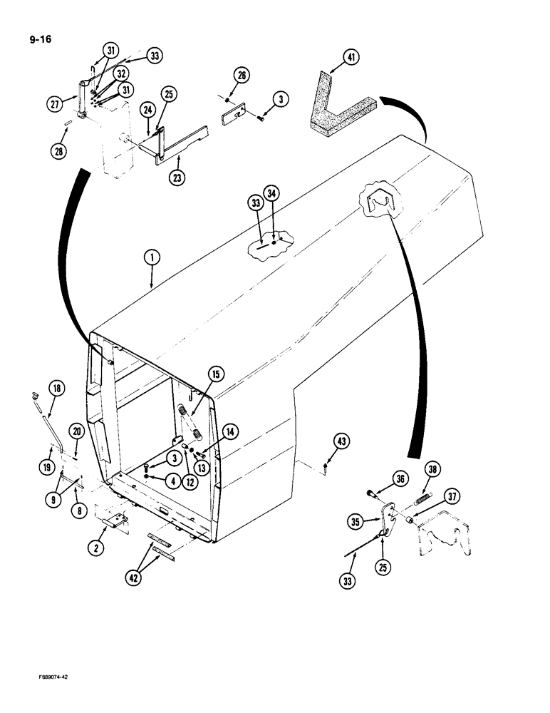 Схема запчастей Case IH 9180 - (9-016) - HOOD (09) - CHASSIS/ATTACHMENTS