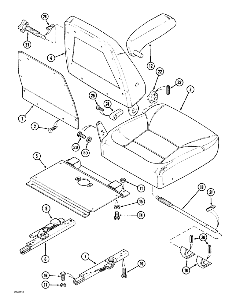 Схема запчастей Case IH 1670 - (9G-11A) - MECHANICAL SUSPENSION SEAT, CUSHIONS AND SLIDES (10) - CAB & AIR CONDITIONING