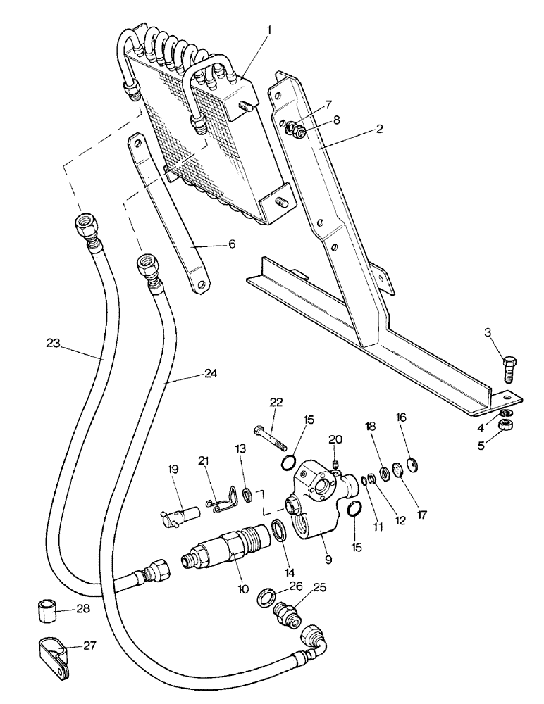 Схема запчастей Case IH 1690 - (K03-1) - TRANSMISSION OIL COOLER, POWER SHIFT MODEL (07) - HYDRAULICS