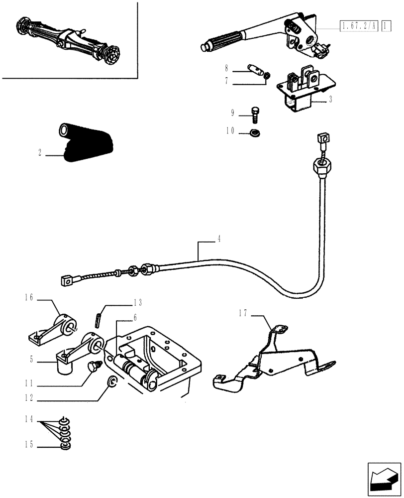 Схема запчастей Case IH JX85 - (1.67.2/01[01]) - (VAR.654) EMERGENCY BRAKE (05) - REAR AXLE