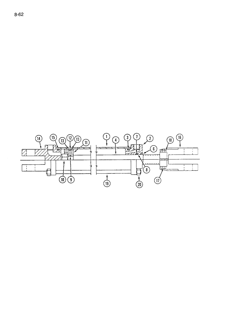 Схема запчастей Case IH 7200 - (8-62) - HYDRAULIC CYLINDER - WITH FRONT AND REAR PORTS, 2-1/2 ID X 8 INCH STROKE - RAM (08) - HYDRAULICS