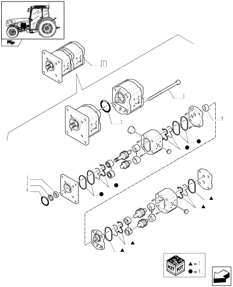 Схема запчастей Case IH FARMALL 85N - (1.42.0/ C) - HYDRAULIC PUMP - BREAKDOWN (04) - FRONT AXLE & STEERING